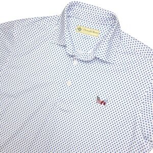 Donald Ross Sportswear Mens Polo Golf Shirt Men's M White Blue All Over Print